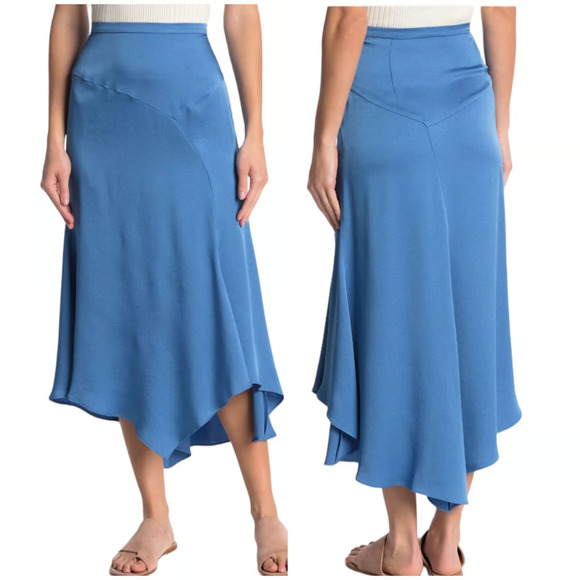 Veronica Beard NWOT Autumn Asymmetrical Hem Midi Skirt Blue Size 6